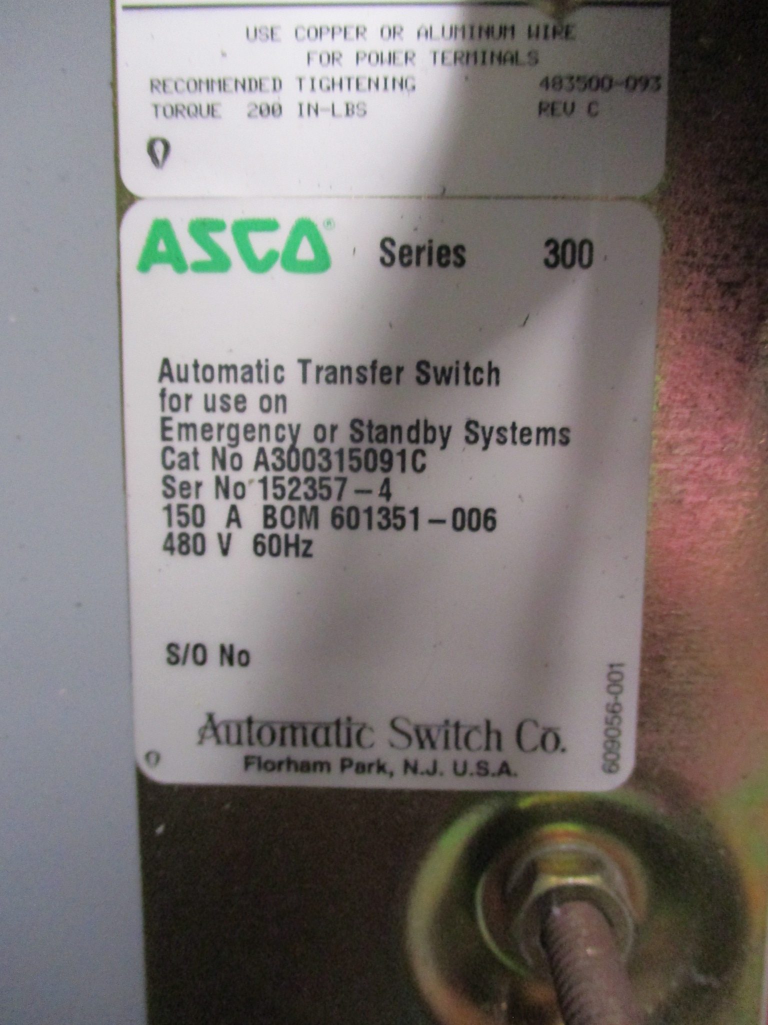 Asco Series 300 Automatic Transfer Switch Ac 1 Year Warranty Integrity Electric Direct