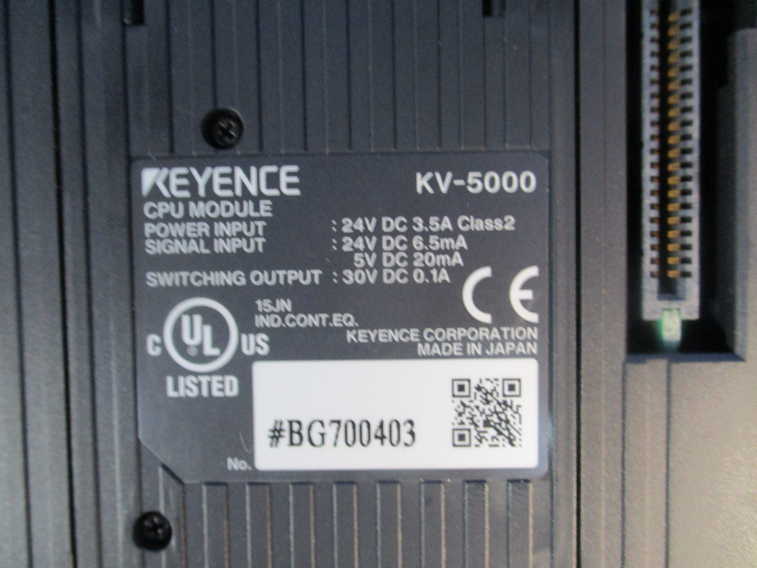 Keyence KV-5000 CPU Module CONTROLLER PROGRAMMABLE HMI 24VDC 1