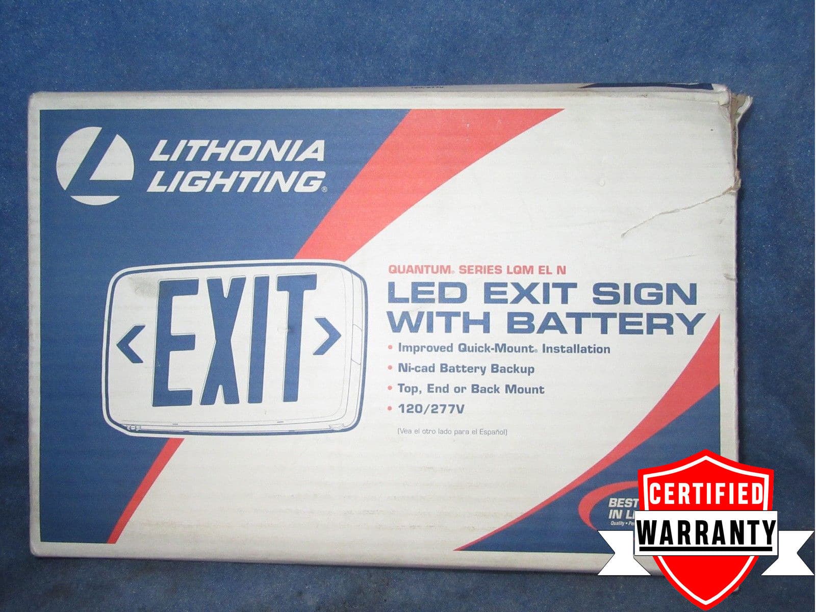 LITHONIA LED EXIT SIGN Ni-Cad Battery Backup 120/277v Top,end,or back mount 